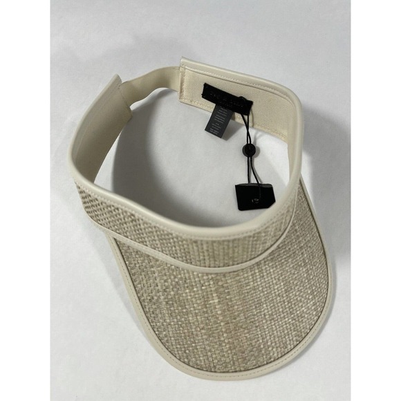 Rag and Bone Leather-Trimmed Straw Visor Ivory/white With Cow leather. - Picture 4 of 6